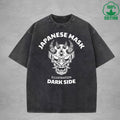 Japanese MaskInterest Printed Washed T-Shirt 230G Multicolor Loose Trendy Fashionable 100%Cotton Short Sleeve Top