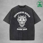 Japanese MaskInterest Printed Washed T-Shirt 230G Multicolor Loose Trendy Fashionable 100%Cotton Short Sleeve Top