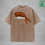 Cute SushiInterest Printed Washed T-Shirt 230G Multicolor Loose Trendy Fashionable 100%Cotton Short Sleeve Top