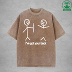 I've Got Your Back Interest Printed Washed T-Shirt 230G Multicolor Loose Trendy Fashionable Cotton Short Sleeve Top