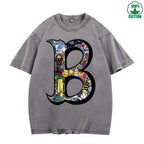 Quirky B World Trendy Loose Fit T-Shirt with Fun Print, 230G Washed, Fashionable Cotton Short Sleeve TopThe Best Gift Choice