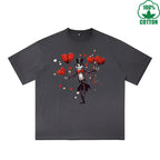 LOVE Printed Dirty Wash T-Shirt 230G Multicolor Loose Trendy Fashionable 100%Cotton Short Sleeve Top