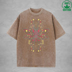Mecha Style American Retro 230G Washed T-Shirt Available in Multiple Colors Fashionable Pure Cotton Short Sleeve