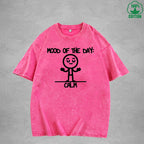 MOOD OF THE DAY CALM Interest Printed Washed T-Shirt 230G Multicolor Loose Trendy Fashionable Cotton Short Sleeve Top
