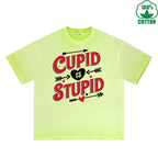 God of Love is Stupid Printed Dirty Wash T-Shirt 230G Multicolor Loose Trendy Fashionable 100%Cotton Short Sleeve Top