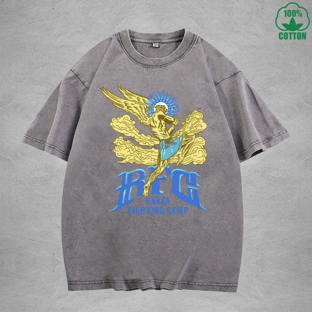 Deity American Retro 230G Washed T-Shirt Available in Multiple Colors Fashionable Pure Cotton Short Sleeve