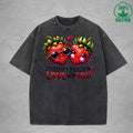 Love With YouInterest Printed Washed T-Shirt 230G Loose Trendy Fashionable 100%Cotton Short Sleeve Top
