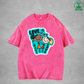 Love is always loveInterest Printed Washed T-Shirt 230G Loose Trendy Fashionable 100%Cotton Short Sleeve Top