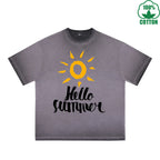 Summer Printed Dirty WashT-Shirt 230G Multicolor Loose Trendy Fashionable 100%Cotton Short Sleeve Top