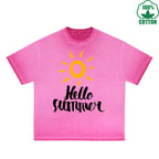 Summer Printed Dirty WashT-Shirt 230G Multicolor Loose Trendy Fashionable 100%Cotton Short Sleeve Top