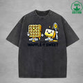 Waffle-Y SweetInterest Printed Washed T-Shirt 230G Loose Trendy Fashionable 100%Cotton Short Sleeve Top