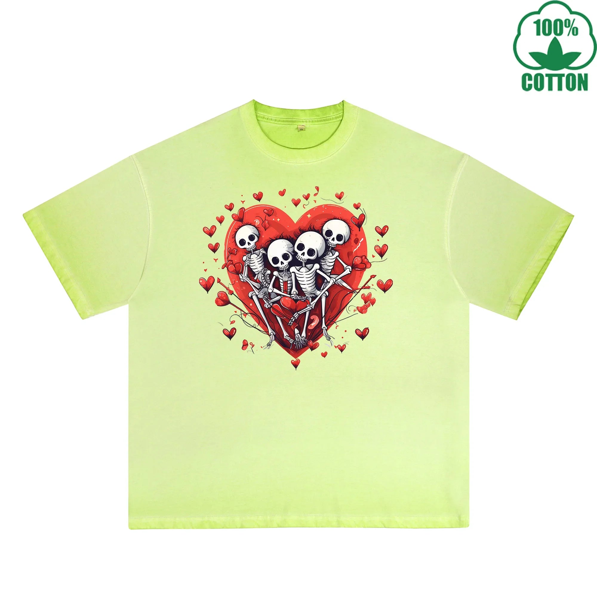 Love Printed Dirty Wash T-Shirt 230G Multicolor Loose Trendy Fashionable 100%Cotton Short Sleeve Top