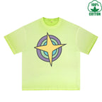 Planet Printed Dirty WashT-Shirt 230G Multicolor Loose Trendy Fashionable 100%Cotton Short Sleeve Top