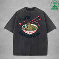 Youre Souper SpecialInterest Printed Washed T-Shirt 230G Loose Trendy Fashionable 100%Cotton Short Sleeve Top
