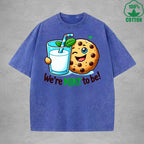 Were Mint To BeInterest Printed Washed T-Shirt 230G Loose Trendy Fashionable 100%Cotton Short Sleeve Top
