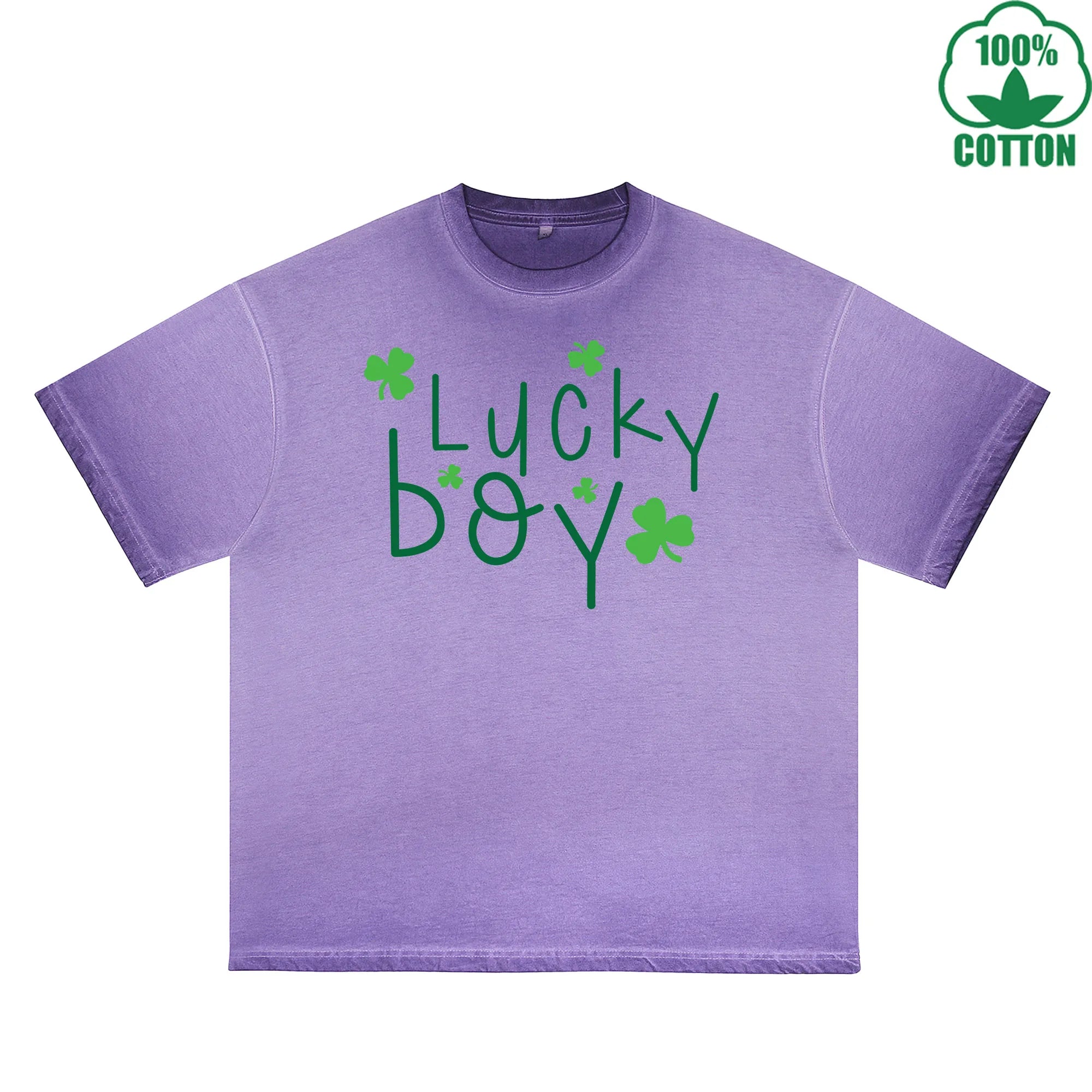 Fatey Boy Printed Dirty Wash T-Shirt 230G Multicolor Loose Trendy Fashionable 100%Cotton Short Sleeve Top