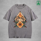 Desert CampInterest Printed Washed T-Shirt 230G Multicolor Loose Trendy Fashionable 100%Cotton Short Sleeve Top