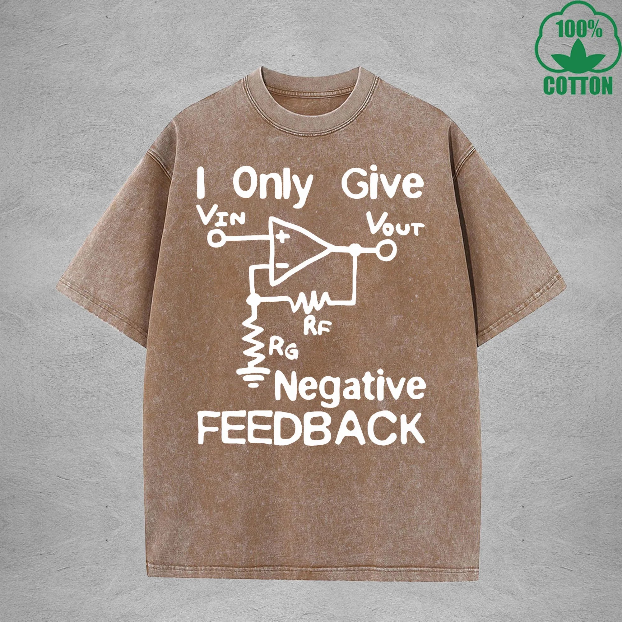 I Give Negative FeedbackInterest Printed Washed T-Shirt 230G Loose Trendy Fashionable 100%Cotton Short Sleeve Top