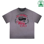 Yes I'm Single Printed Dirty Wash T-Shirt 230G Multicolor Loose Trendy Fashionable 100%Cotton Short Sleeve Top