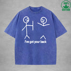 I've Got Your Back Interest Printed Washed T-Shirt 230G Multicolor Loose Trendy Fashionable Cotton Short Sleeve Top