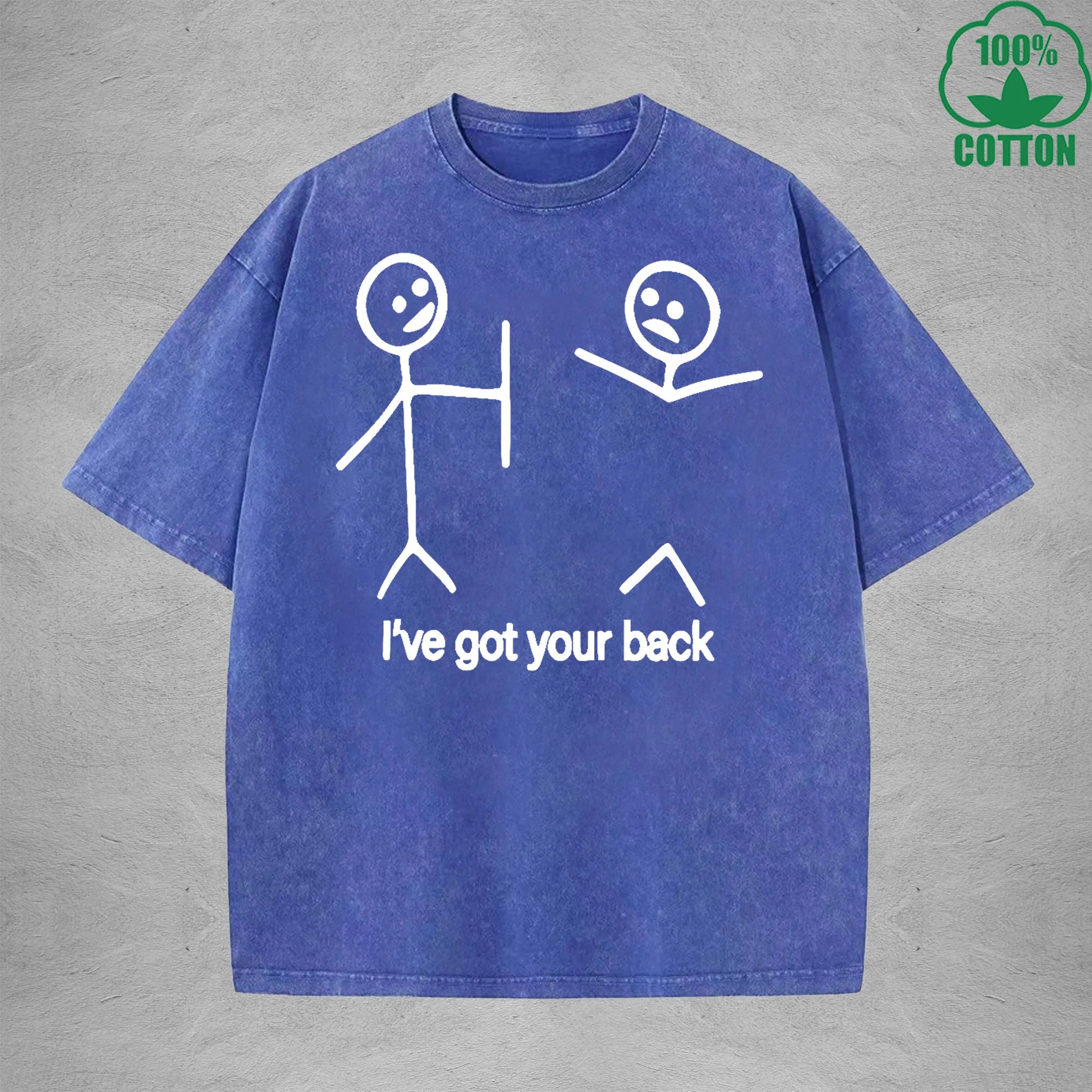 I've Got Your Back Interest Printed Washed T-Shirt 230G Multicolor Loose Trendy Fashionable Cotton Short Sleeve Top