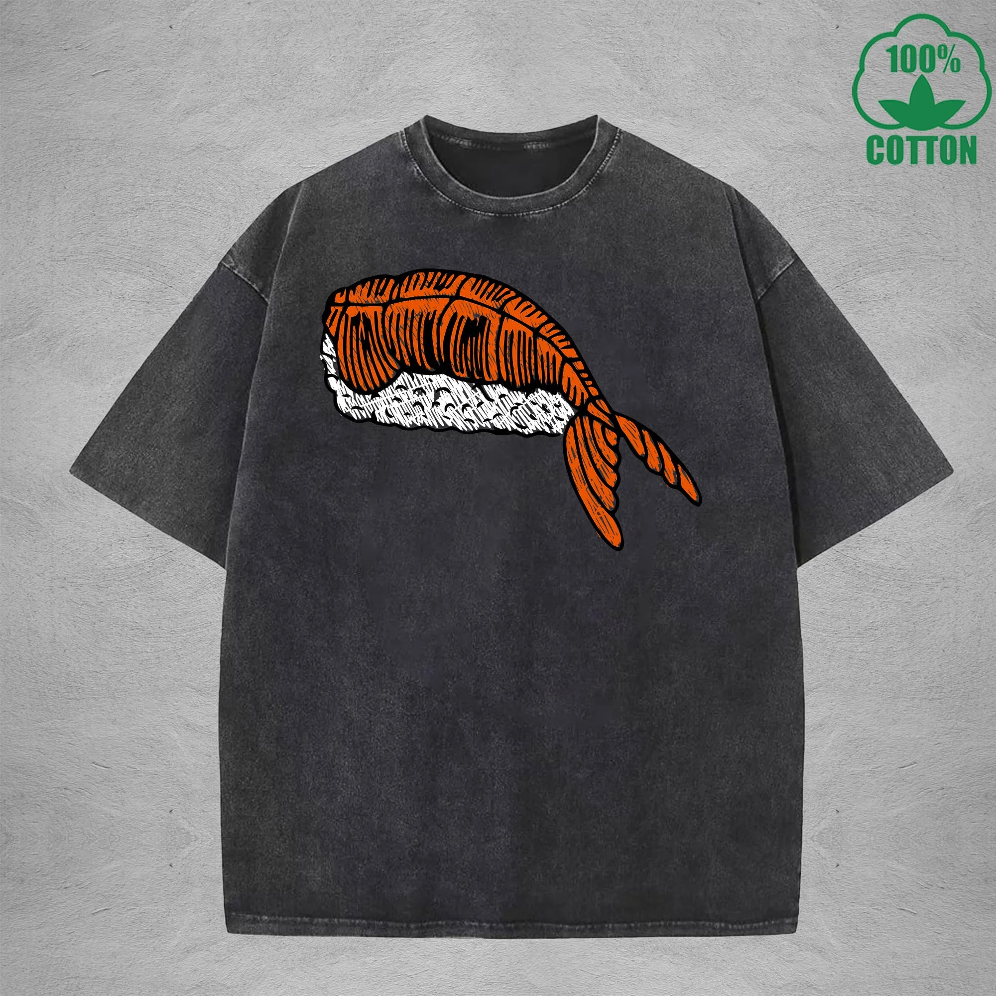 Cute SushiInterest Printed Washed T-Shirt 230G Multicolor Loose Trendy Fashionable 100%Cotton Short Sleeve Top