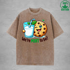 Were Mint To BeInterest Printed Washed T-Shirt 230G Loose Trendy Fashionable 100%Cotton Short Sleeve Top