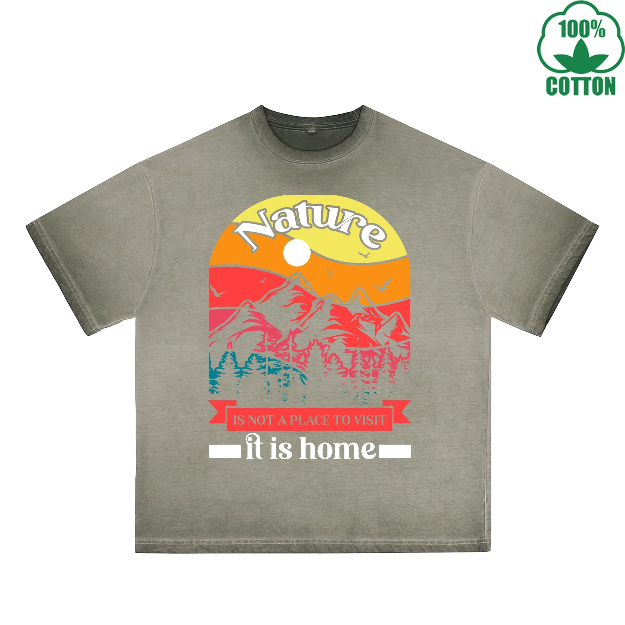 Go With All Your Heart Printed Dirty WashT-Shirt 230G Multicolor Loose Trendy Fashionable 100%Cotton Short Sleeve Top
