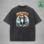 BeaglfizzllaInterest Printed Washed T-Shirt 230G Loose Trendy Fashionable 100%Cotton Short Sleeve Top