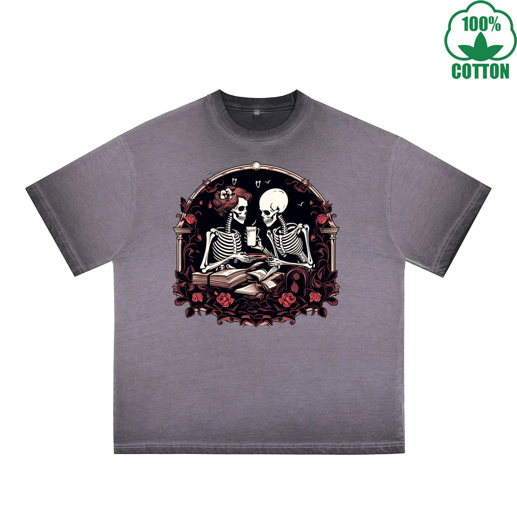 Love Printed Dirty Wash T-Shirt 230G Multicolor Loose Trendy Fashionable 100%Cotton Short Sleeve Top