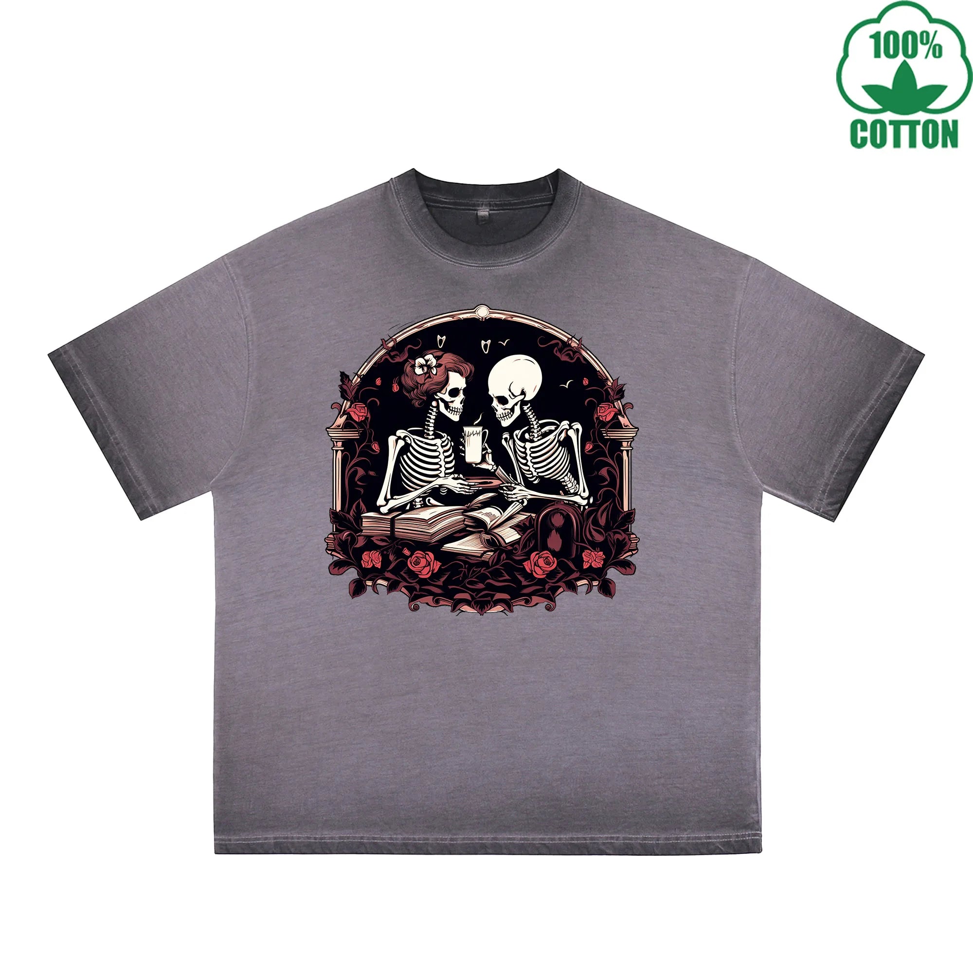 Love Printed Dirty Wash T-Shirt 230G Multicolor Loose Trendy Fashionable 100%Cotton Short Sleeve Top