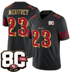 SF.49ers 49ers #23 Christian McCaffrey Black 80th Anniversary Patch Rivalries F.U.S.E. Vapor Limited Football Stitched Jersey