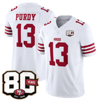 SF.49ers #13 Brock Purdy White 80th Anniversary Patch 2026 F.U.S.E. Vapor Limited Football Stitched Jersey