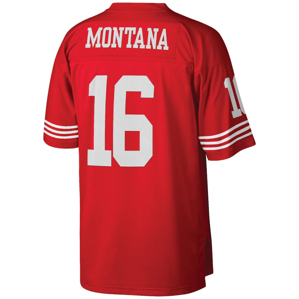 SF.49ers #16 Joe Montana Mitchell & Ness Scarlet Big & Tall Retired Player Replica Fotball Stitched Jersey