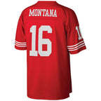 SF.49ers #16 Joe Montana Mitchell & Ness Scarlet Big & Tall Retired Player Replica Fotball Stitched Jersey