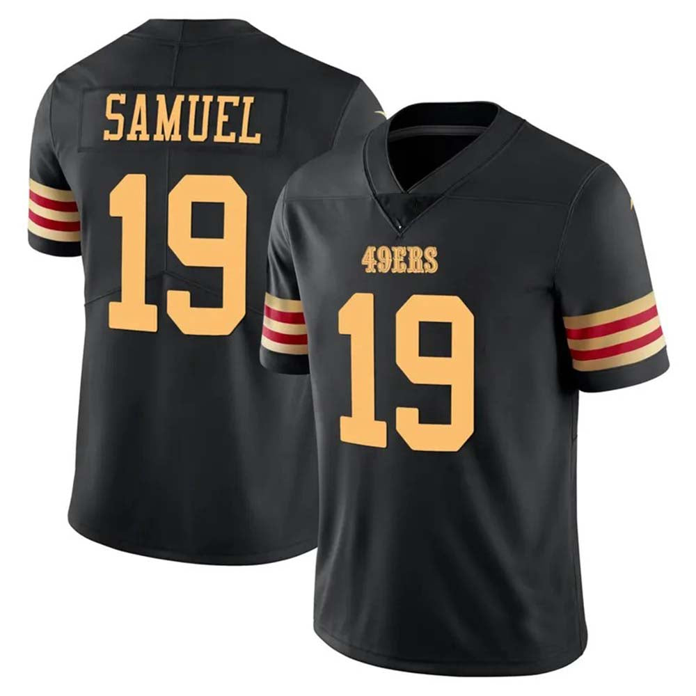 SF.49ers #19 Deebo Samuel Sr Black Gold Fashion Personalize Vapor Limited Football Stitched Jersey