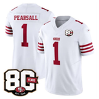 SF.49ers #1 Ricky Pearsall White 80th Anniversary Patch 2026 F.U.S.E. Vapor Limited Football Stitched Jersey