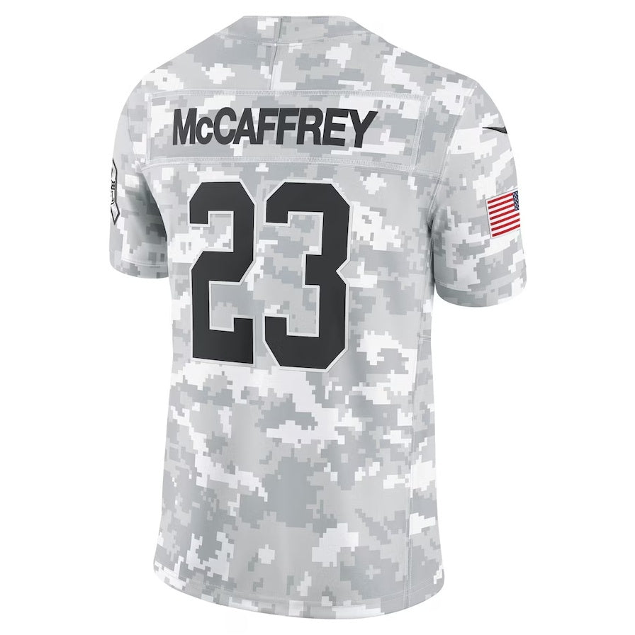 SF.49ers #23 Christian McCaffrey Arctic Camo 2024 Salute to Service Limited Fotball Stitched Jersey