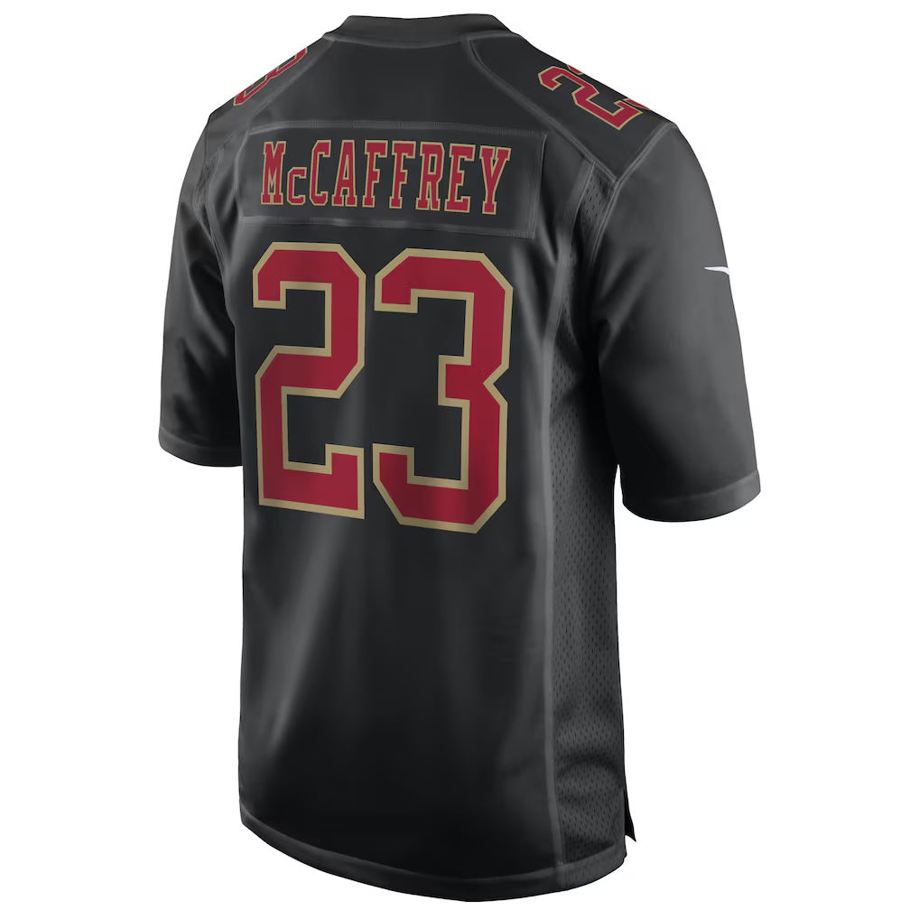 SF.49ers #23 Christian McCaffrey Black Fashion Game Fotball Stitched Jersey