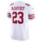 SF.49ers #23 Christian McCaffrey White Vapor F.U.S.E. Limited Fotball Stitched Jersey