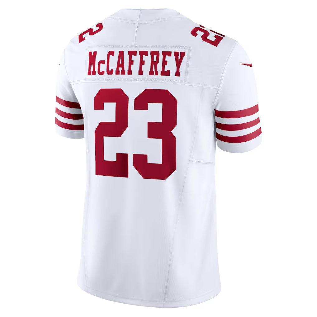 SF.49ers #23 Christian McCaffrey White Vapor F.U.S.E. Limited Fotball Stitched Jersey