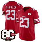 SF.49ers #23 Christian McCaffrey Red 80th Anniversary Patch 2026 F.U.S.E. Vapor Limited Football Stitched Jersey