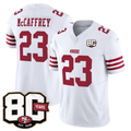 SF.49ers #23 Christian McCaffrey White 80th Anniversary Patch 2026 F.U.S.E. Vapor Limited Football Stitched Jersey