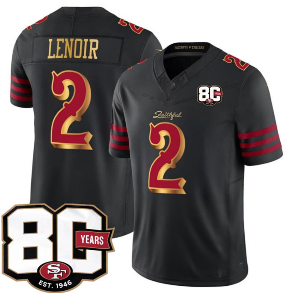 SF.49ers #2 Deommodore Lenoir Black 80th Anniversary Patch Rivalries F.U.S.E. Vapor Limited Football Stitched Jersey