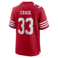 SF.49ers #33 Roger Craig Scarlet Team Retired Game Football Jersey