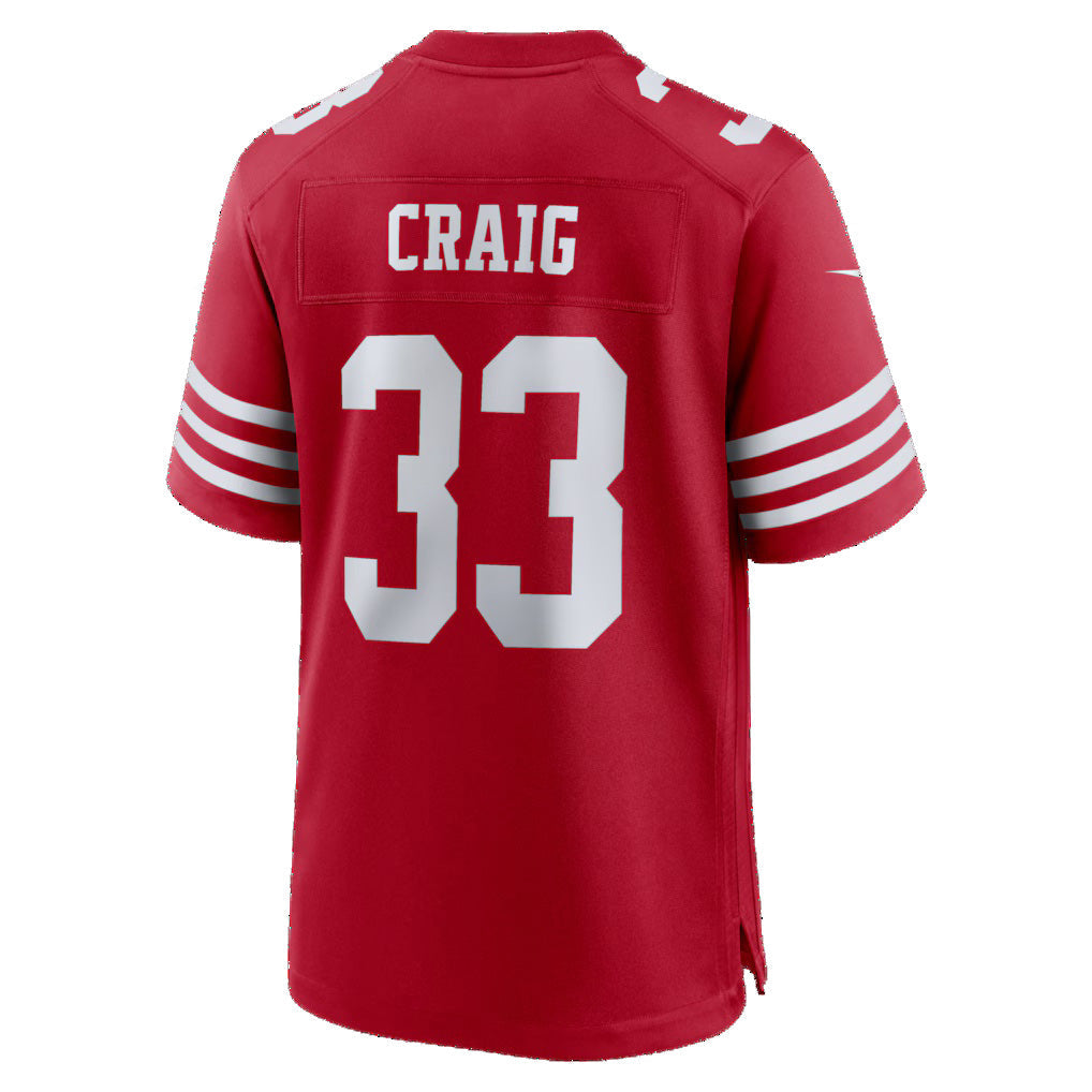SF.49ers #33 Roger Craig Scarlet Team Retired Game Football Jersey