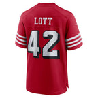 SF.49ers #42 Ronnie Lott Scarlet Retired Player Alternate Game Fotball Stitched Jersey