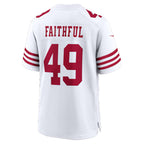 SF.49ers #49 The Faithful White 80th Anniversary Game Football Jersey