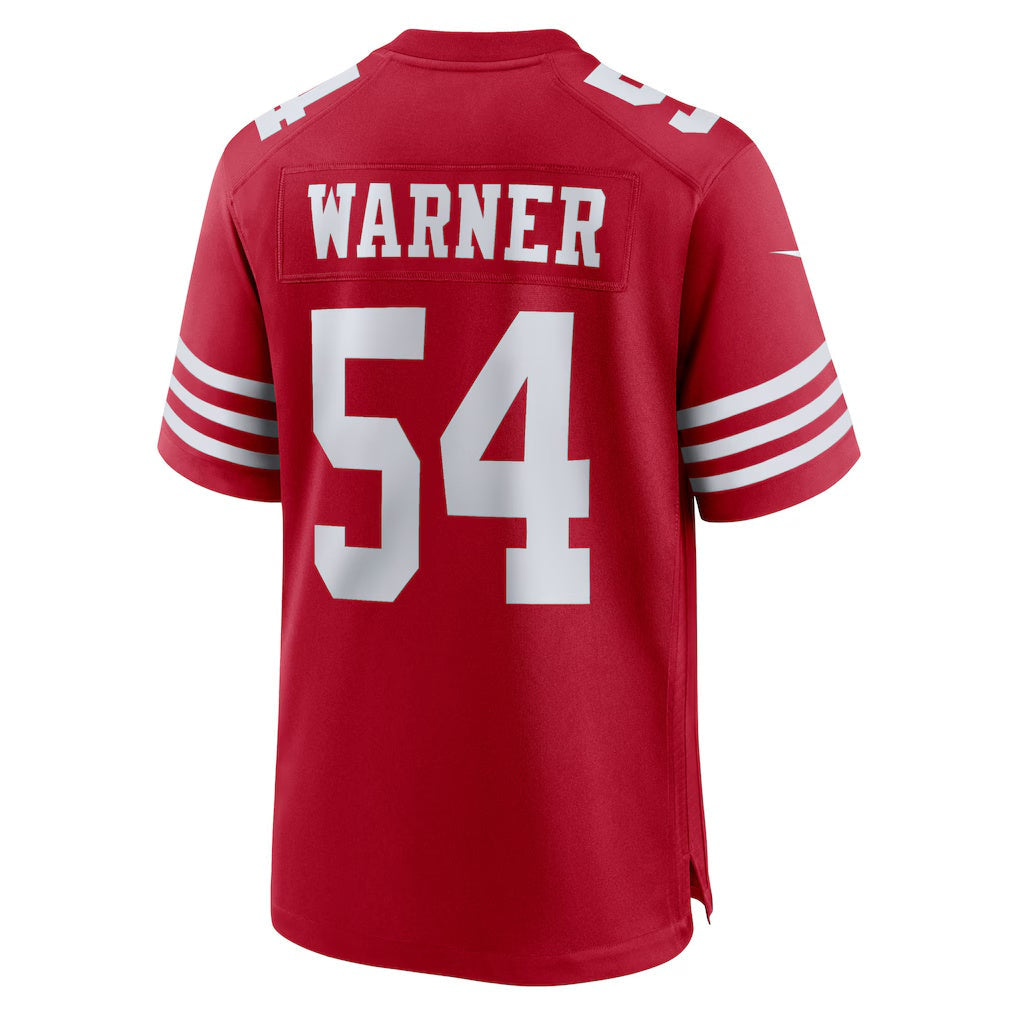 SF.49ers #54 Fred Warner Scarlet Team Game Player Fotball Stitched Jersey