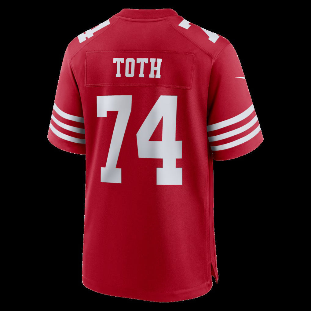 SF.49ers #74 Brett Toth Scarlet Team Game Jersey